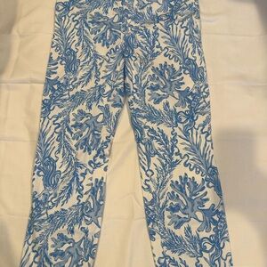 Lilly Pulitzer Oceanic Blue and Cream Straight Leg Pants
